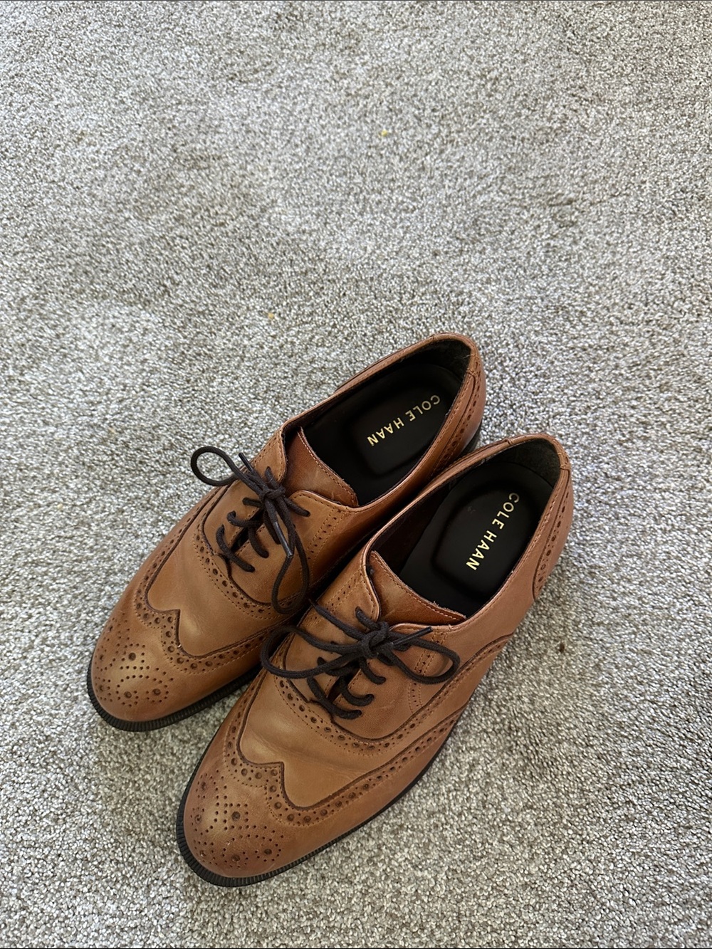 Cole Haan Tan Brown Leather Wingtip Oxfords size 9.5
